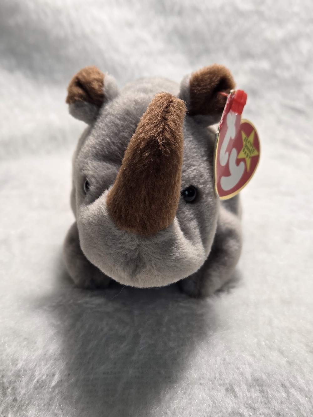 SPIKE the Rhino Ty Beanie Babies Gray Brown Rhinoceros Stuffed Toy 1996